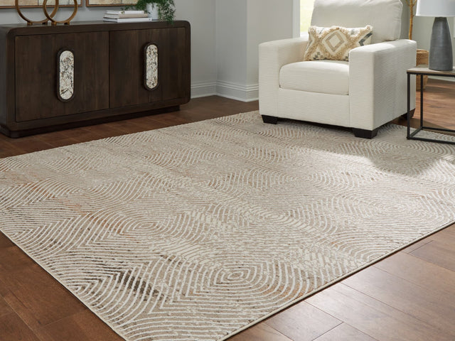 Bachus Multi 7'10" x 10' Area Rug laid flat showing abstract trellis design