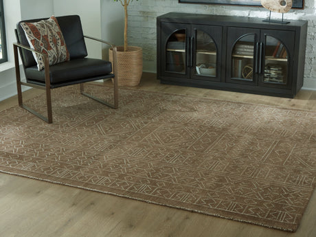 Merrittman Brown Ivory 7'8 x 10' area rug top view