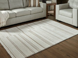 Gadence ivory and tan striped 5x7 area rug front view