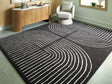 Eldonmore black and ivory wool area rug front view