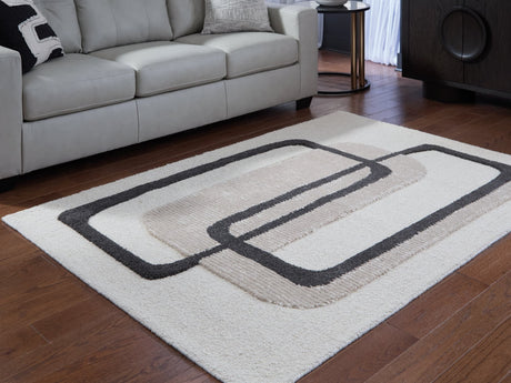 Davismour Ivory Taupe Charcoal 5x7 area rug, top view