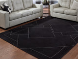 Marav Black and White geometric hand-tufted wool area rug 7'8" x 10'