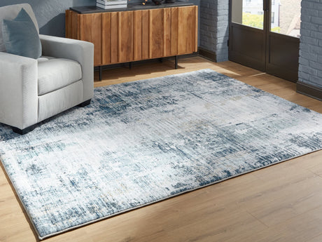 Arlenmont Blue/White/Brown 7 foot 6 inch by 9 foot 6 inch Memory Foam Area Rug