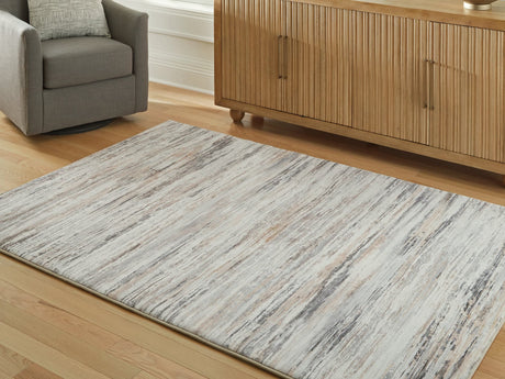 Nace 5 x 7 Gray Brown White memory foam area rug overhead view