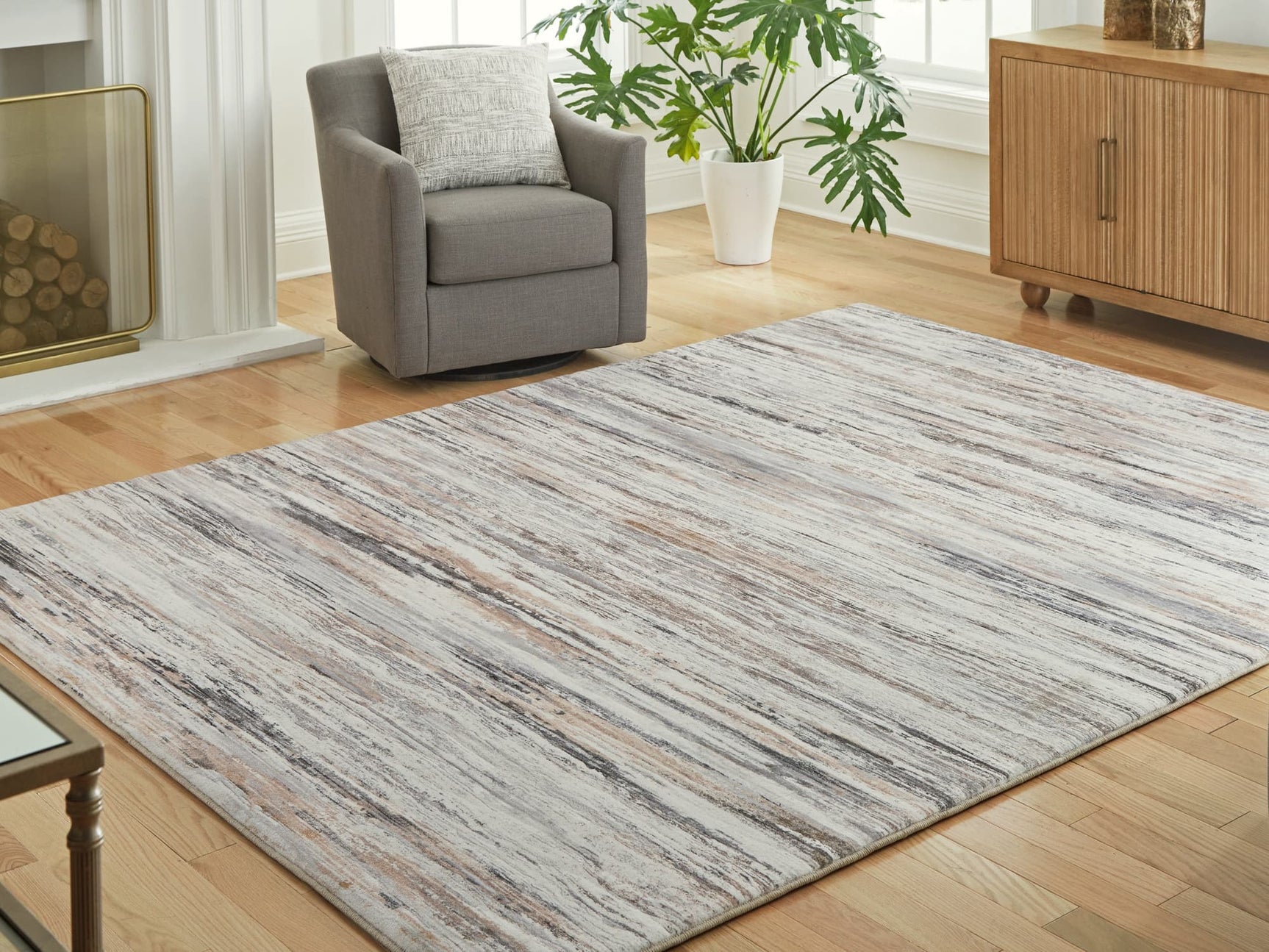 Nace Gray Brown White 7'6" x 9'6" Memory Foam Area Rug front view