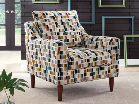 Fenna Multicolor Geometric Accent Chair angled view