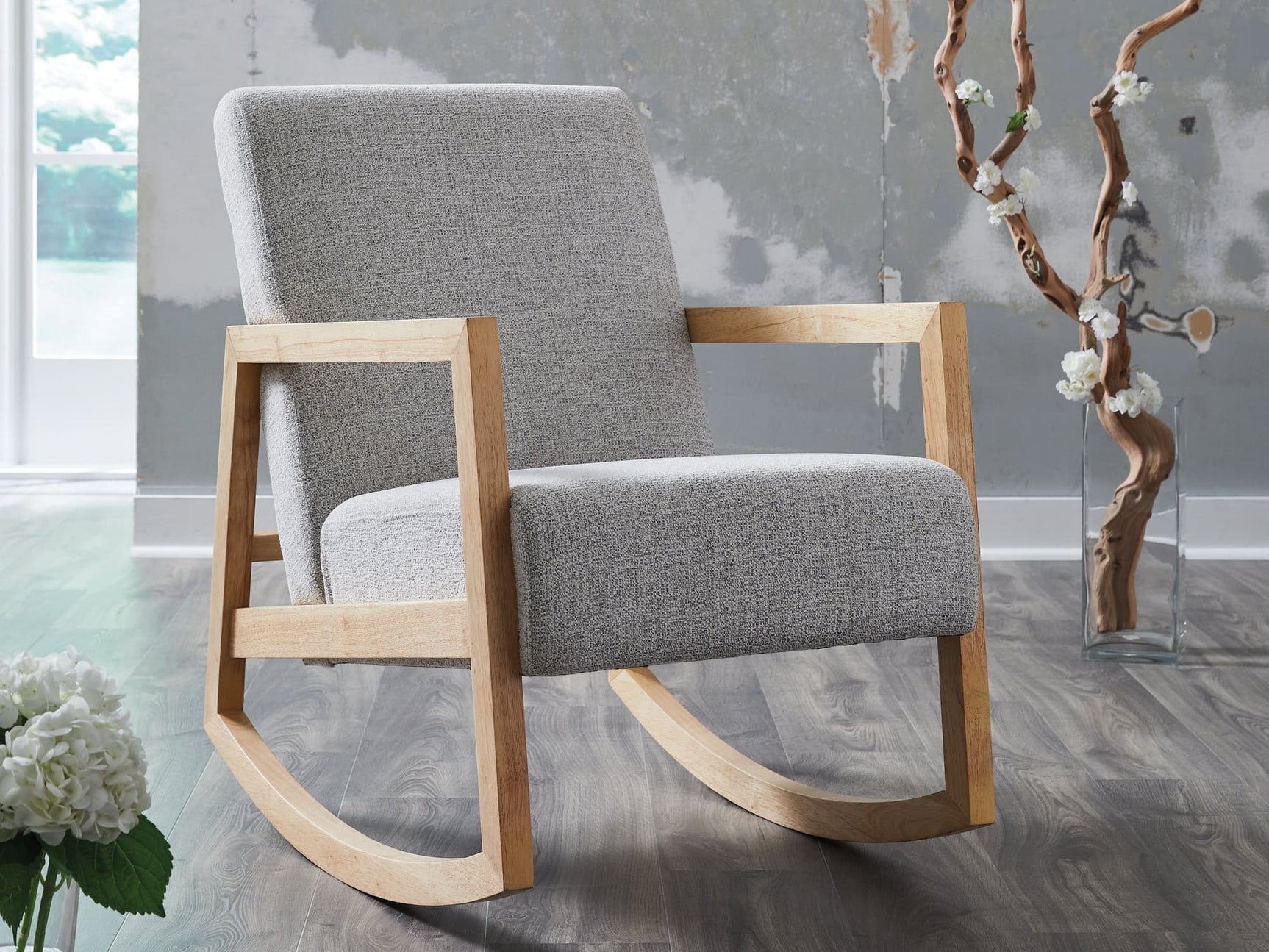 Wychworth Gray/Natural Accent Chair angled front view