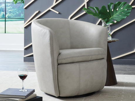 Kierreys Bone Leather Swivel Accent Chair front angle view