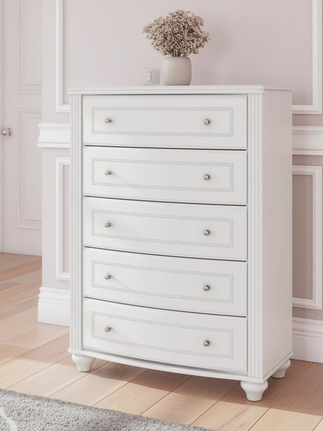 Kozlani White Chest of Drawers front view