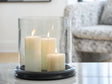 Saskia Clear and Black Candle Holder with black marble base