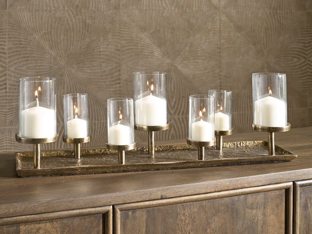 Wallmond candle holder with antique brass finish showing front view