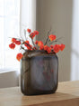 Sumner gray and gold finish vase, front angle
