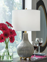 Judlen Gray and Gold Finish Table Lamp front view