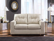 Santorine Bone Leather Loveseat living room front angle