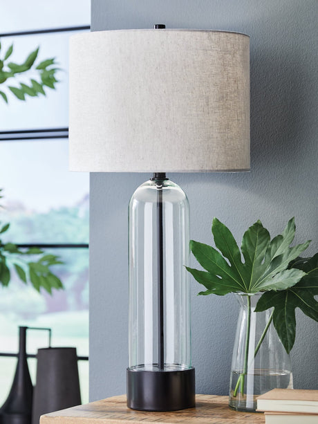 Kerrbrook table lamp clear glass base front view