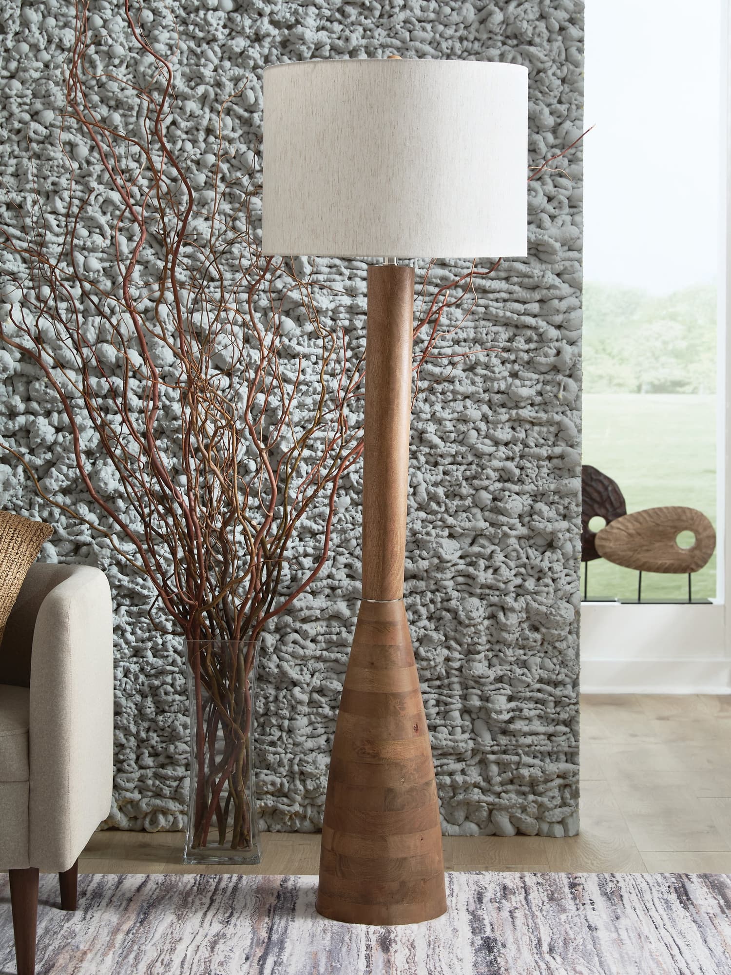 Ailsa floor lamp natural brown finish front view