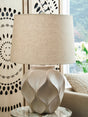Edselham distressed cream table lamp front view