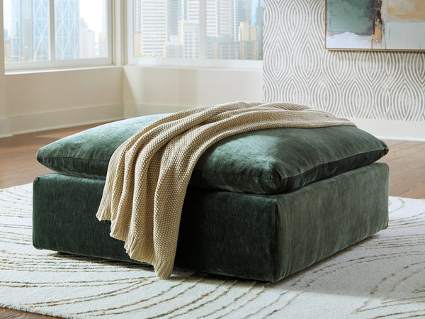 Carriage View Jade Velvet Oversized Accent Ottoman front angle