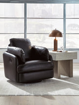 Modmax II Black Leather Swivel Glider Recliner front view