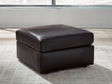 Modmax II black leather oversized accent ottoman front angle