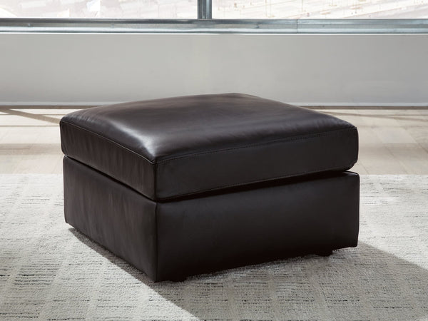 Modmax II black leather oversized accent ottoman front angle