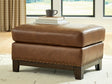 Saonara Amber Leather Ottoman front angle