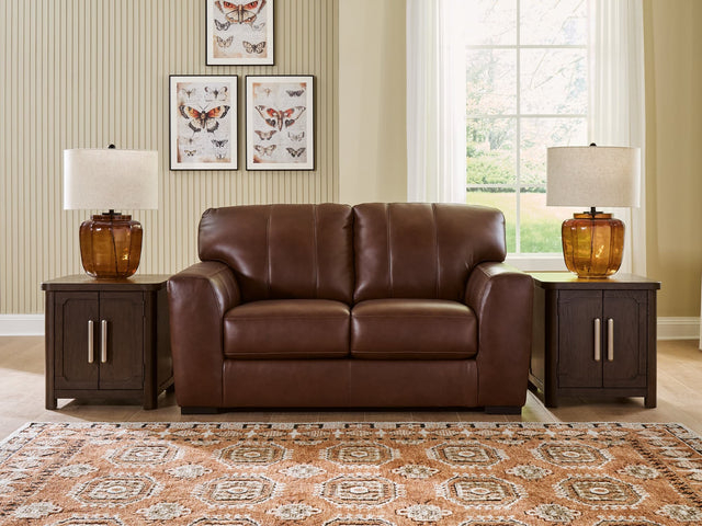 Brogliano Canyon Leather Match Loveseat angled view