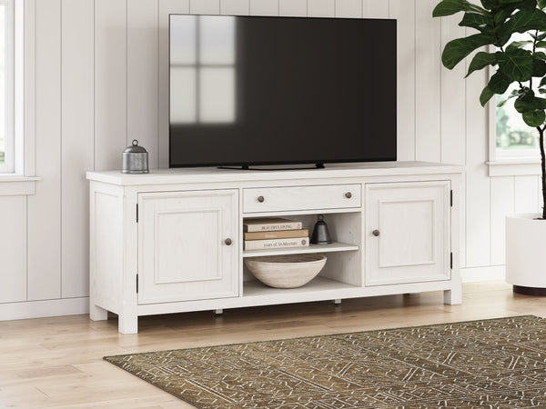 Robbinsdale Antique White 72 inch TV Stand front view