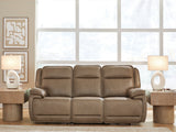 Glencroft Sahara leather power reclining sofa front view