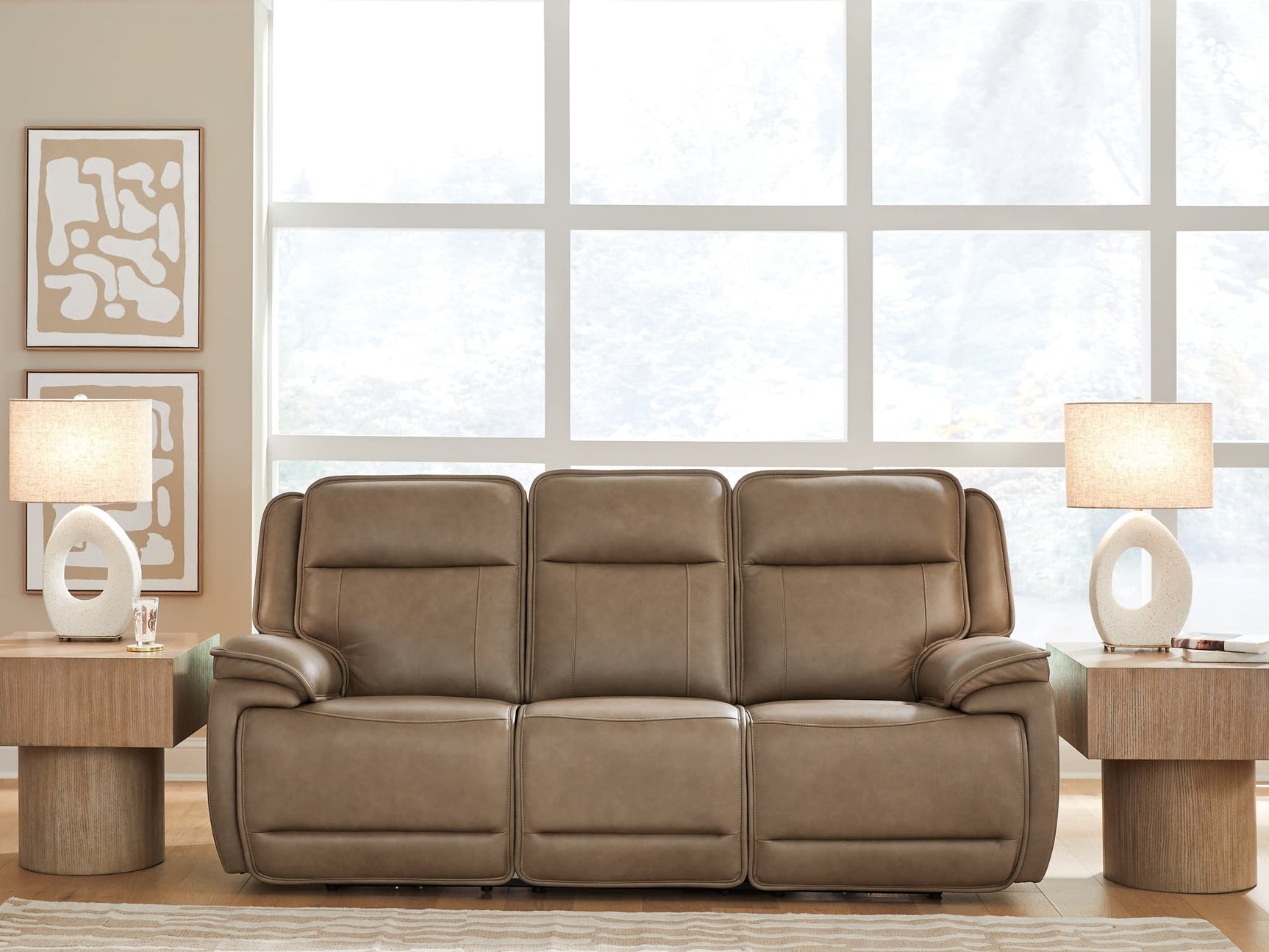 Glencroft Sahara leather power reclining sofa front view