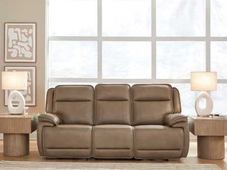 Glencroft Sahara leather power reclining sofa front view
