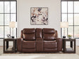 Next Move Mahogany Leather Power Reclining Loveseat with Console front angle