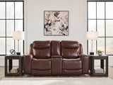 Next Move Mahogany Leather Power Reclining Loveseat with Console front angle