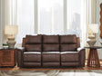 Bleckley Espresso leather reclining sofa front view