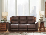 Bleckley Espresso leather reclining sofa front view