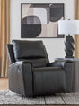 Glossmore Black Leather Recliner main view from front