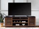 Kallari Warm Brown/Black 84 inch TV Stand front view