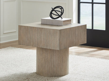 Jorielyn light grayish brown end table front angle
