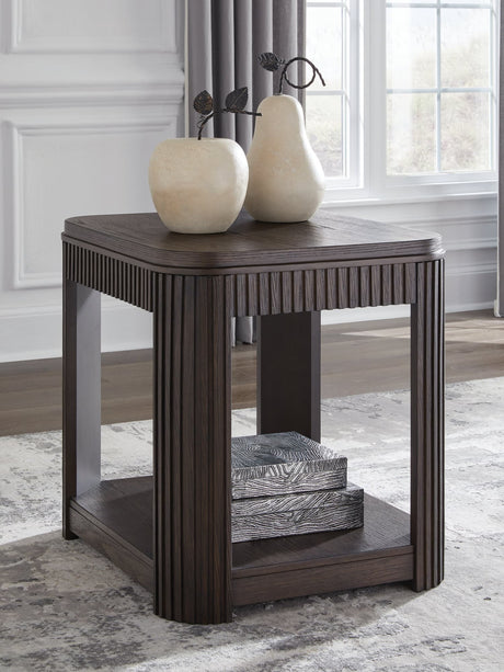 Carlibrie warm brown end table front view