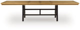 Galliden two-tone black and brown dining extension table, side angle view