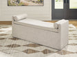Galliden Beige 62 inch Upholstered Dining Bench front view