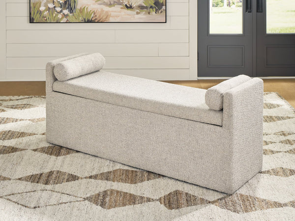 Galliden Beige 62 inch Upholstered Dining Bench front view