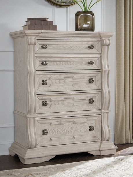 Bruchandi Antique White Traditional Chest of Drawers front view