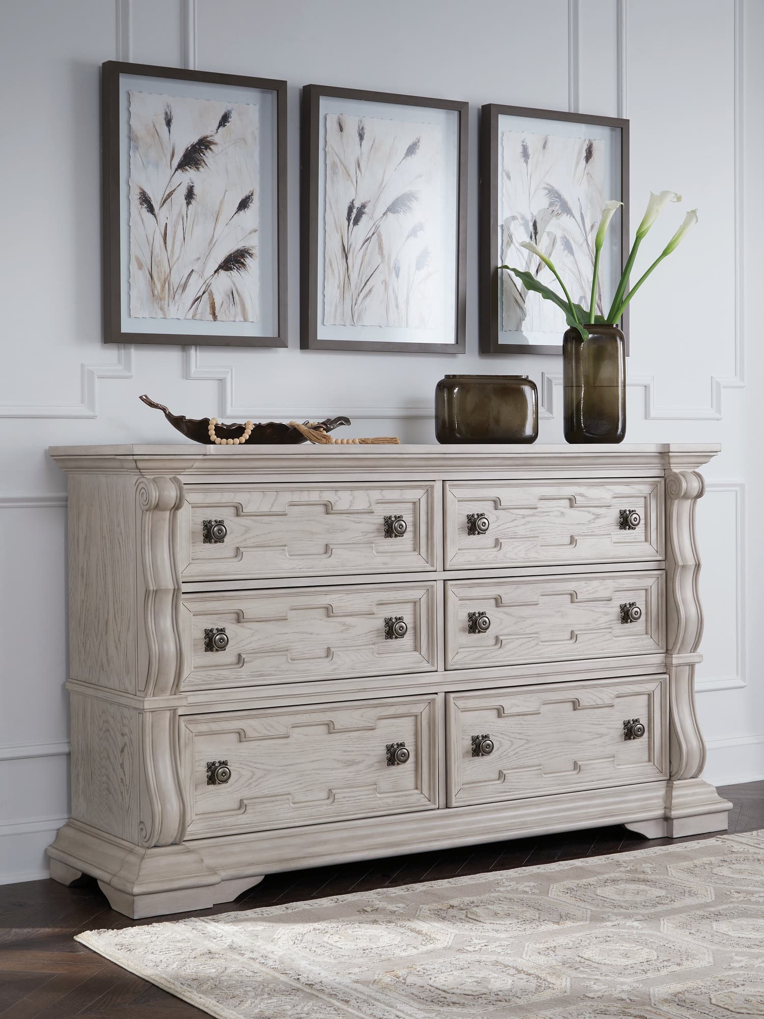 Bruchandi Antique White Dresser front view