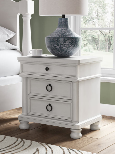 Rowlenstown Antique White Nightstand front view