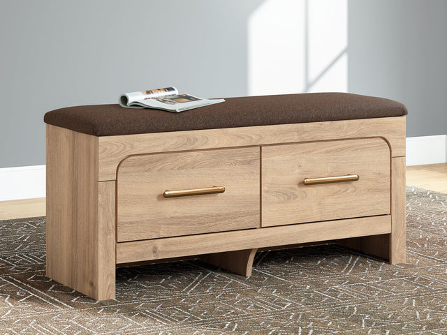 Kinlanni Tan/Brown Bedroom Storage Bench front angle