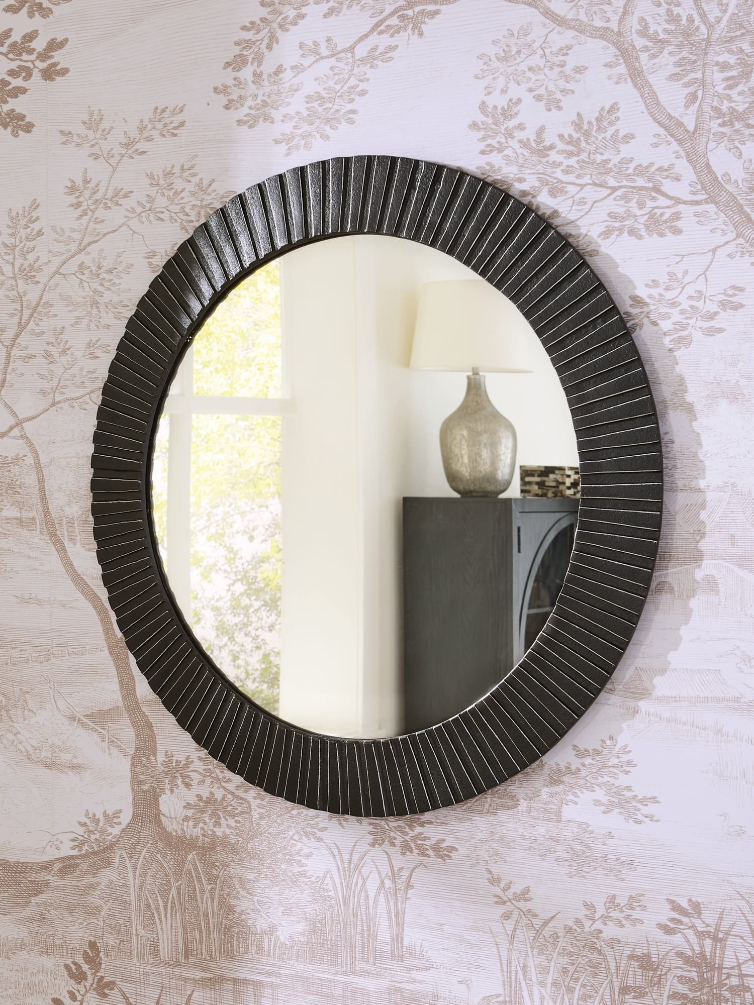 Ozias black accent mirror front view