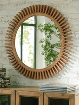 Tedwell Brown Wood Sunburst Accent Mirror front view