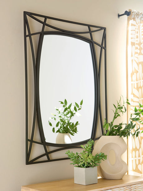 Freenville Black Accent Mirror front view
