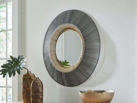 Dallmen black and gold metal sunburst accent mirror front view